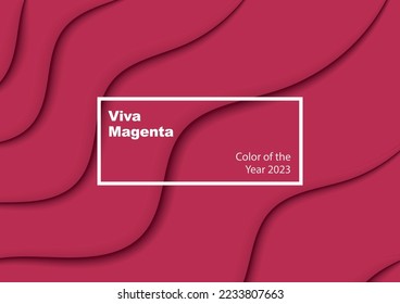 Viva magenta color of the Year 2023 vector Illustration in paper cut style