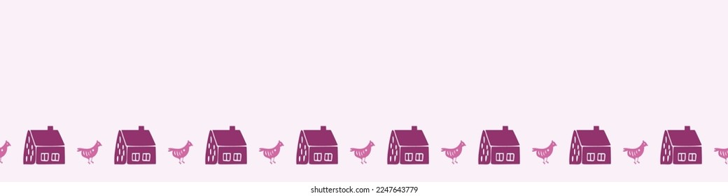 Viva magenta cottage border. Vector color of the year house washi tape. 