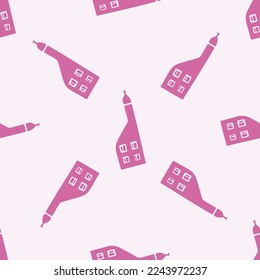 Viva magenta cottage home seamless vector pattern. Color of the year scandi house background.