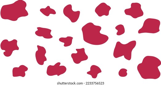 Viva magenta cow seamless pattern. Vector long abstract background with repeated hand drawn stains on a white background