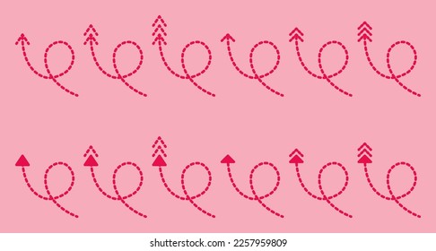 Colección Viva Magenta de Flechas en fondo rosado. Las Flechas Establecen Iconos. Icono de flecha. colección Vector de flecha. Flecha. Cursor. Flechas simples y modernas. Ilustración vectorial.