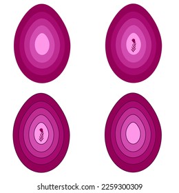 Viva magenta easter eggs set. Egg with flower on white background.