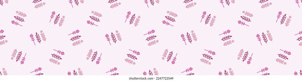 Viva magenta floral border. Vector color of the year flower washi tape. 
