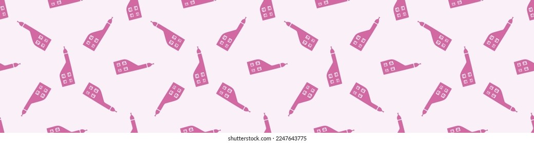 Viva magenta house border. Vector color of the year cottage washi tape. 