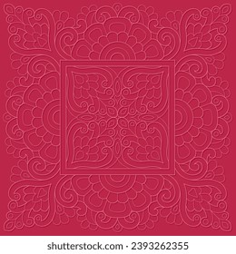 Viva Magenta palette design. Abstract minimal geometric background with ornament, mandala. Vector illustration for your design.