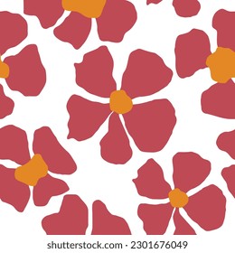 Viva el patrón magenta. Patrón de repetición sin problemas de Chamomile. Impresión floral mínima para fondo textil. Color de tendencia del año ilustración vectorial inspirada en matismos 