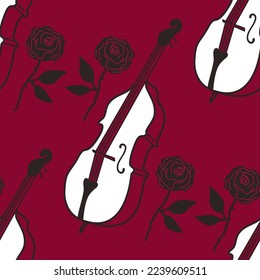 Viva Magenta pattern double bass, rose