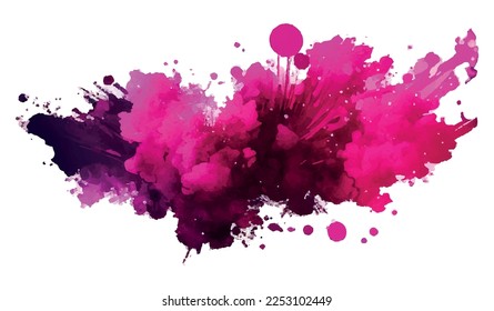 Viva Magenta, red, pink watercolor background. Abstract vector paint splash, isolated on white backdrop. Aquarelle beautiful texture. Template graphic design for your project. 