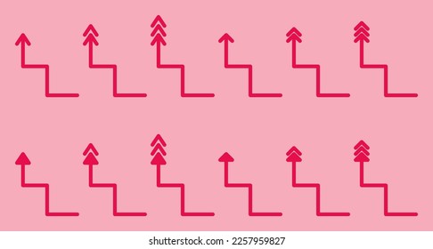 Viva Magenta Solid Arrows Collection on Pink Background. Arrows Set Icons. Arrow Icon. Arrow Vector collection. Arrow. Cursor. Modern Simple Arrows. Vector Illustration.