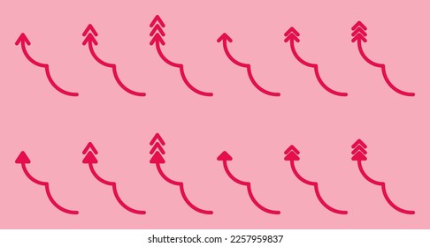 Viva Magenta Solid Arrows Collection on Pink Background. Arrows Set Icons. Arrow Icon. Arrow Vector collection. Arrow. Cursor. Modern Simple Arrows. Vector Illustration.