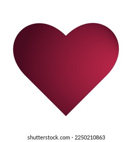 Viva Magenta trend color heart isolated on white background. Gradient texture. Carmine red hue. Valentine's Day card. Celebration love icon. Soul Design element. Health and medicine. Copy space.