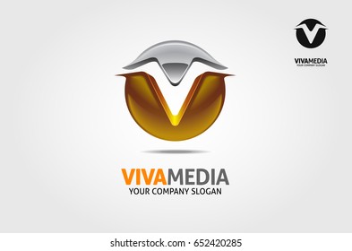 Viva Media Logo Illustration. This is an excellent Logo template suitable for your company in order to improve its communication process. Yellow V Glossy Logo Template