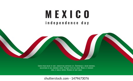 Viva Mexico Background With Ribbon Independence Day Vector