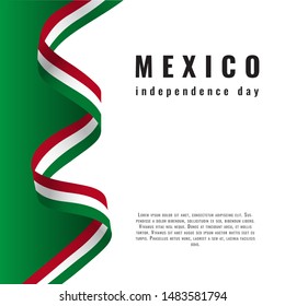 Viva Mexico background with ribbon Independence day vector