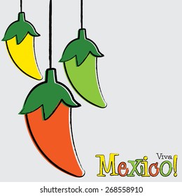 Viva Mexico chili pepper string card in vector format.