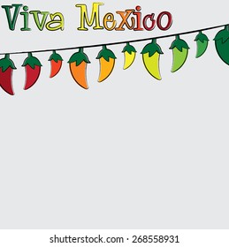 Viva Mexico chili pepper string card in vector format.