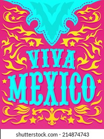 Viva Mexico - Colorful mexican holiday poster - western style 