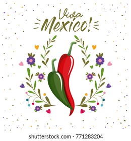 viva mexico colorful poster with chili peppers