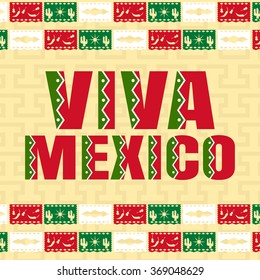 Viva Mexico - Cut Out Paper Composition. Vector illustration.