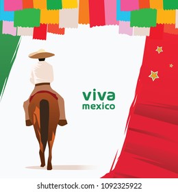 Viva Mexico Design Man Riding Horse