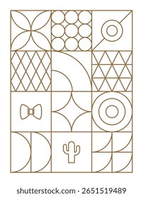 Viva mexico flat geometric background shapes outlines