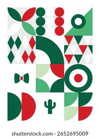 Viva mexico flat geometric background shapes