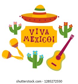 Viva Mexico hand drawn lettering design vector illustration perfect for advertising, poster, announcement, invitation, party, greeting card