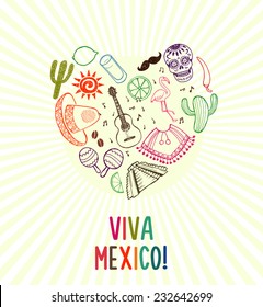 Viva Mexico hand drawn poster