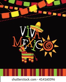 Viva Mexico hand drawn type design. EPS 10 vector.