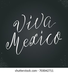 Viva Mexico, hand drawn vector lettering, calligraphy greeting card.