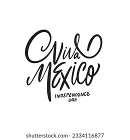 Viva Mexico holiday lettering phrase. Vector black color text isolated on white background.