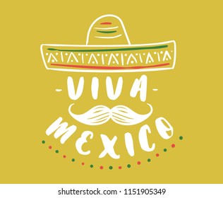 Viva Mexico. Mexico independence day. 16 september. Vector typography.