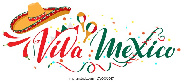 Viva Mexico Independence Day Lettering Text Stock Vector (Royalty Free ...