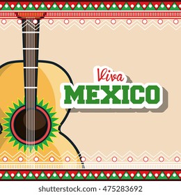 viva mexico instrument musical isolated poster vector illustration design