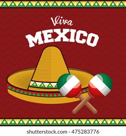 viva mexico instrument musical isolated poster vector illustration design