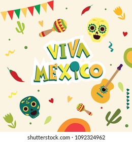 Viva Mexico Item Background Stock Vector (Royalty Free) 1092324962 ...