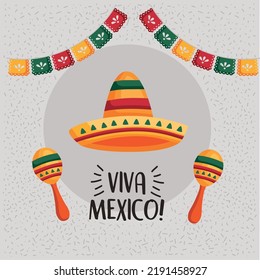 Viva mexico-Schrift mit Hut