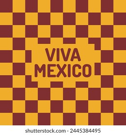 Viva Mexico logo icon sign Checkered background Cinco De Mayo The 5th May National holiday in Mexico Festive design Fashion print for clothes greeting invitation card flyer banner poster wallpaper ad