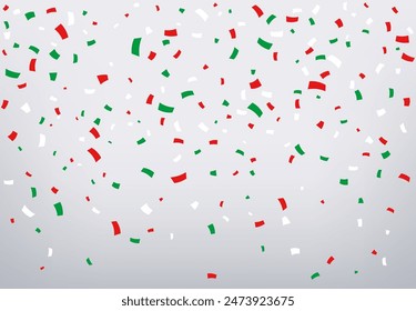 Viva Mexico, Mexican confetti background for Independence Day holiday, vector decoration. Mexico Independence Day national celebration background with fiesta paper confetti of Mexican flag colors