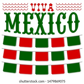 Viva Mexico, Mexican holiday Header and elements vector decoration