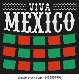 Viva Mexico, Mexican holiday Header and elements vector decoration