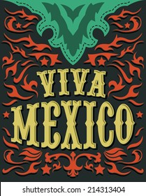 Viva Mexico - mexican holiday poster - western style 