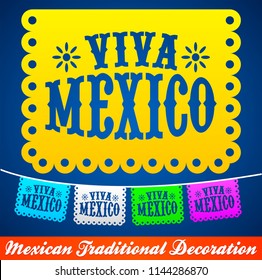 Viva Mexico, mexican holiday vector decoration