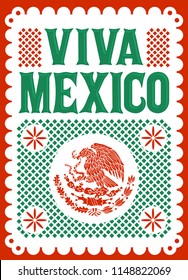 Viva Mexico mexican holiday vector poster, street decoration illustration.