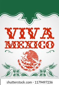 Viva Mexico mexican holiday vector poster, colorful western style illustration.