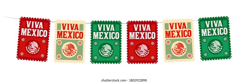 Viva Mexico Mexican holiday vector, street decoration, master collection.