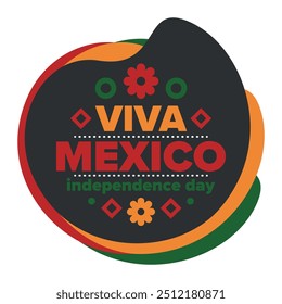 Viva Mexico. Mexican Independence Day. Happy holiday. Celebrate annual in September 16. Freedom day. Patriotic mexican design. Poster, card, banner, template, background. Vector illustration