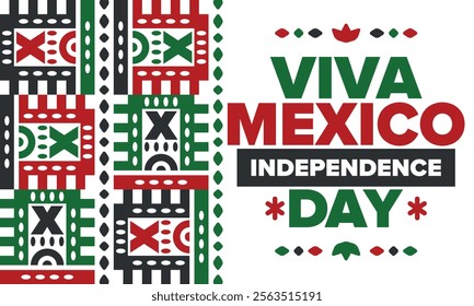 Viva Mexico. Mexican Independence Day. Happy holiday. Celebrate annual in September 16. Freedom day. Patriotic mexican design. Poster, card, banner, template, background. Vector illustration