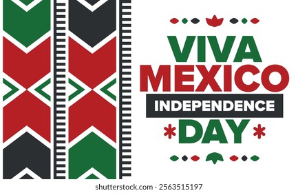 Viva Mexico. Mexican Independence Day. Happy holiday. Celebrate annual in September 16. Freedom day. Patriotic mexican design. Poster, card, banner, template, background. Vector illustration