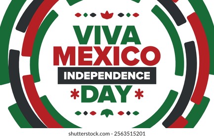 Viva Mexico. Mexican Independence Day. Happy holiday. Celebrate annual in September 16. Freedom day. Patriotic mexican design. Poster, card, banner, template, background. Vector illustration